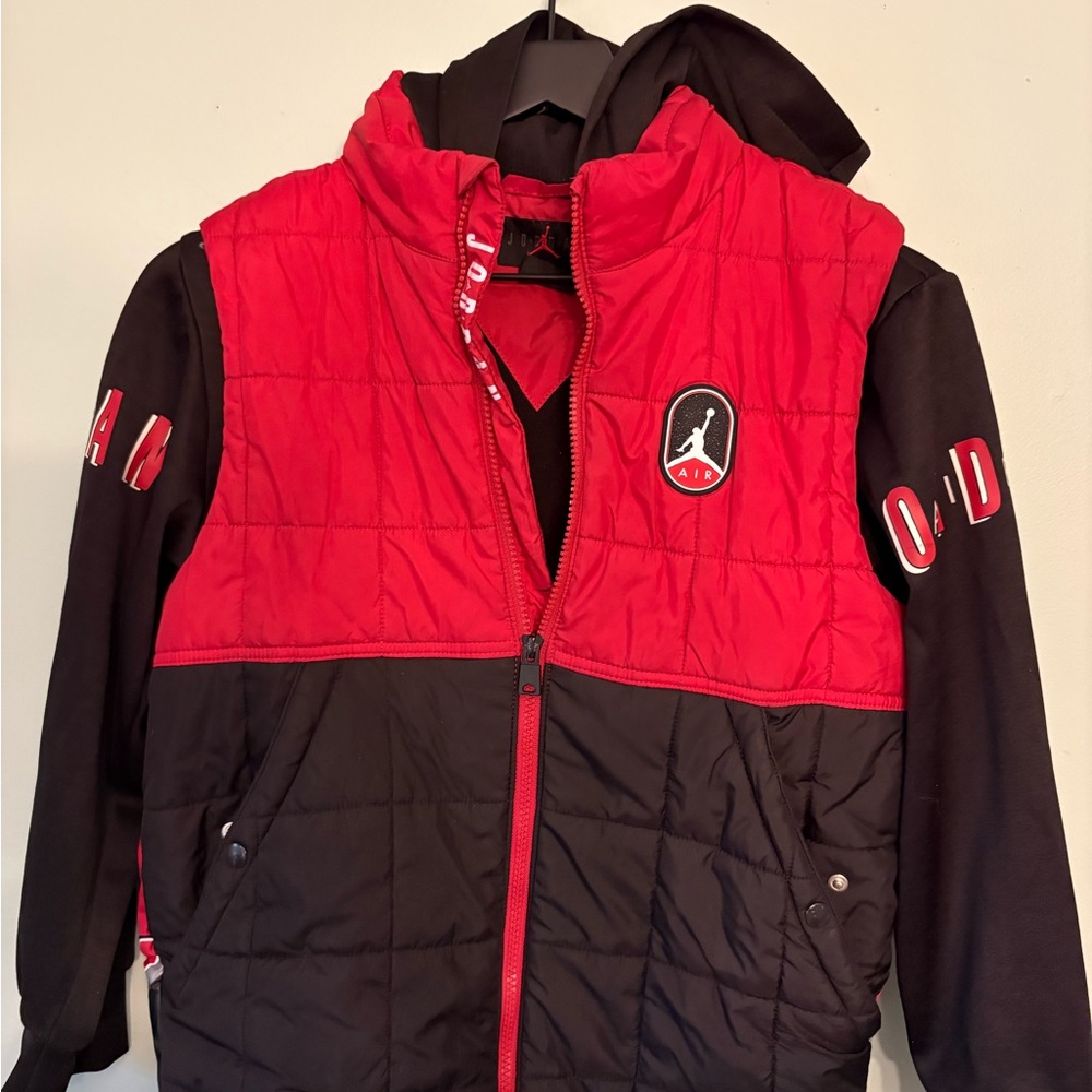 Kids Red and Black Puffer Jacket